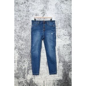 Madewell 10" High Rise Skinny Denim Jeans In Drop Hem Edition Size 31